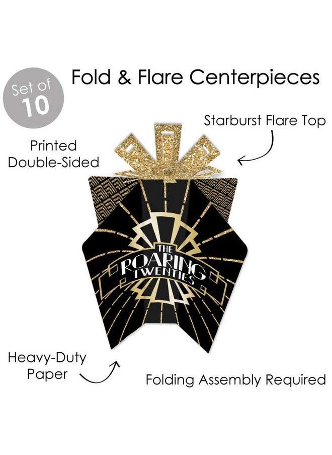 Big Dot of Happiness - Roaring 20’S Table Decorations 1920S Art Deco Jazz Party Fold And Flare Centerpieces 10 Count - Image 1