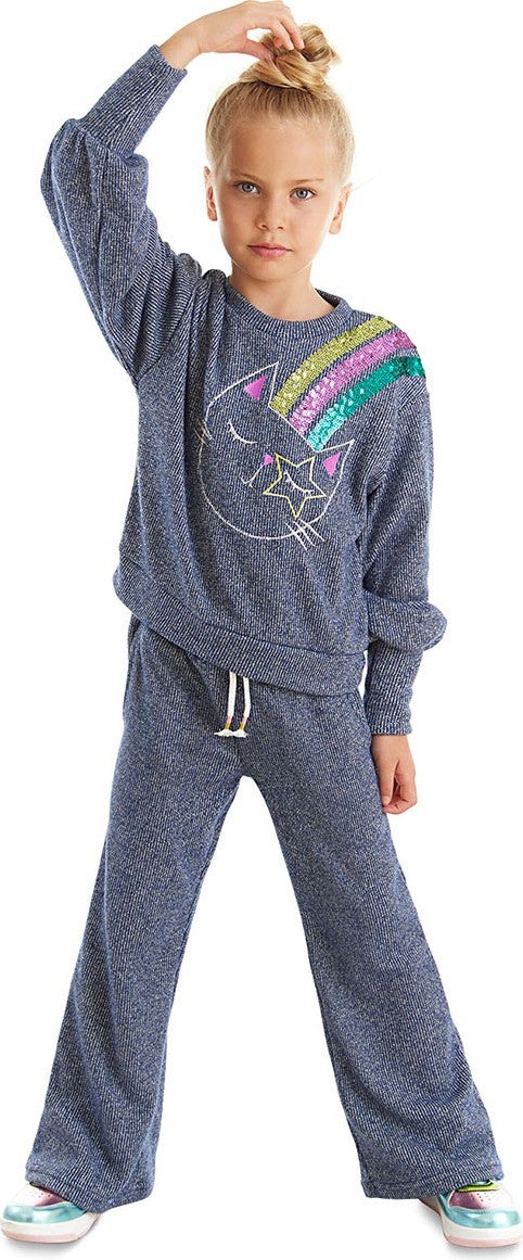 Mshb&G Shiny Cat Girl's Knitwear Tracksuit  - Image 1