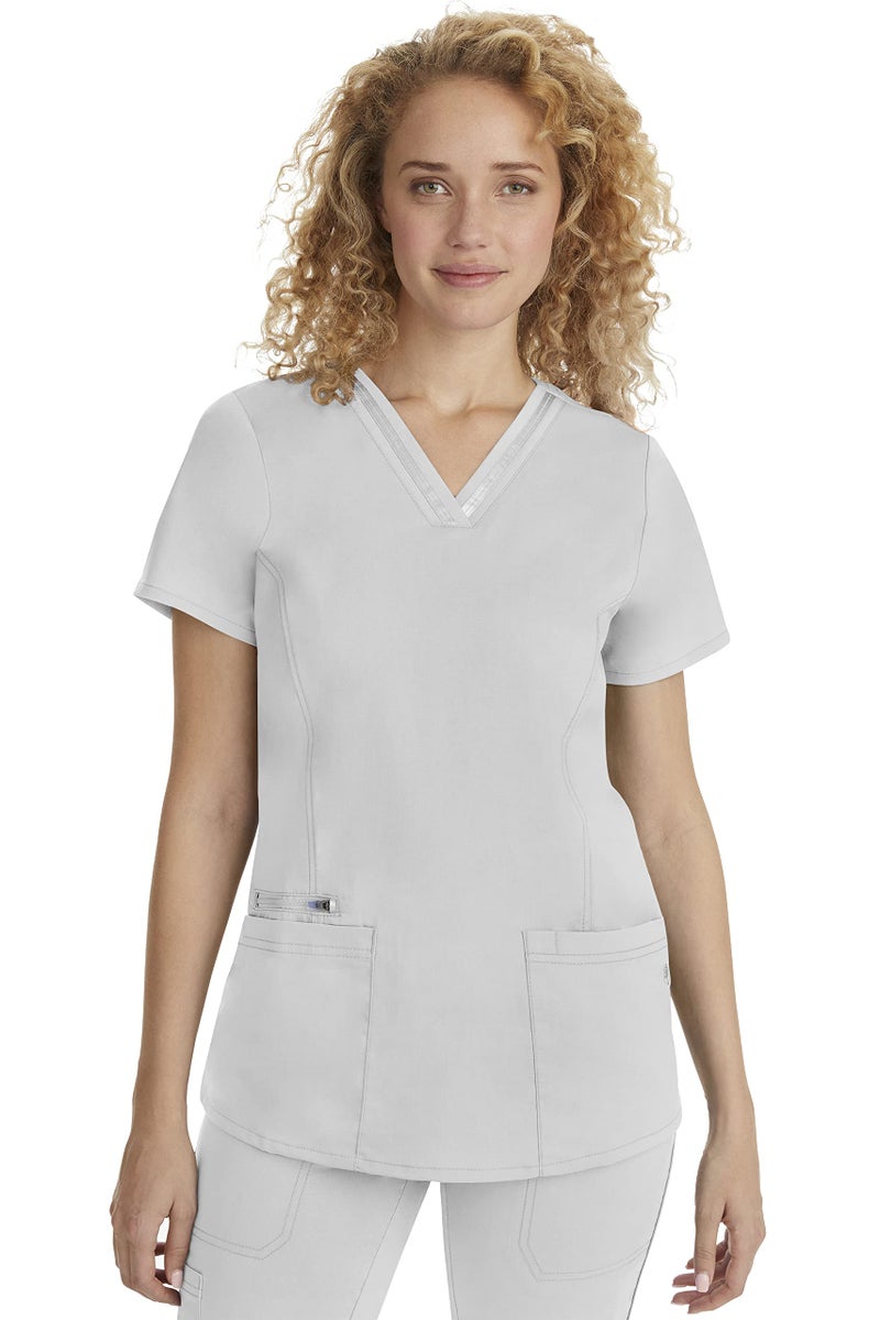 Healing Hands Scrub Top for Women with 3 Pockets and Easy Care 2Way Stretch Fabric 2278 S White - Image 2