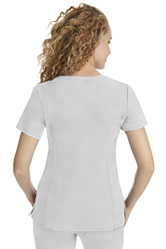 Healing Hands Scrub Top for Women with 3 Pockets and Easy Care 2Way Stretch Fabric 2278 S White - Image 3