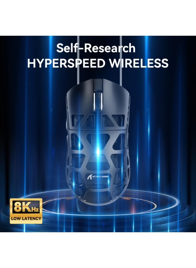 Attack Shark Superlight Magnesium Alloy Wireless Gaming Mouse R3 46g , BT/2.4Ghz/Wired Computer Mouse, 8000Hz Wireless Polling Rate, PAW3395 26K DPI Sensor, Programmable Mice, PC/Laptop/Mac - black - Image 3