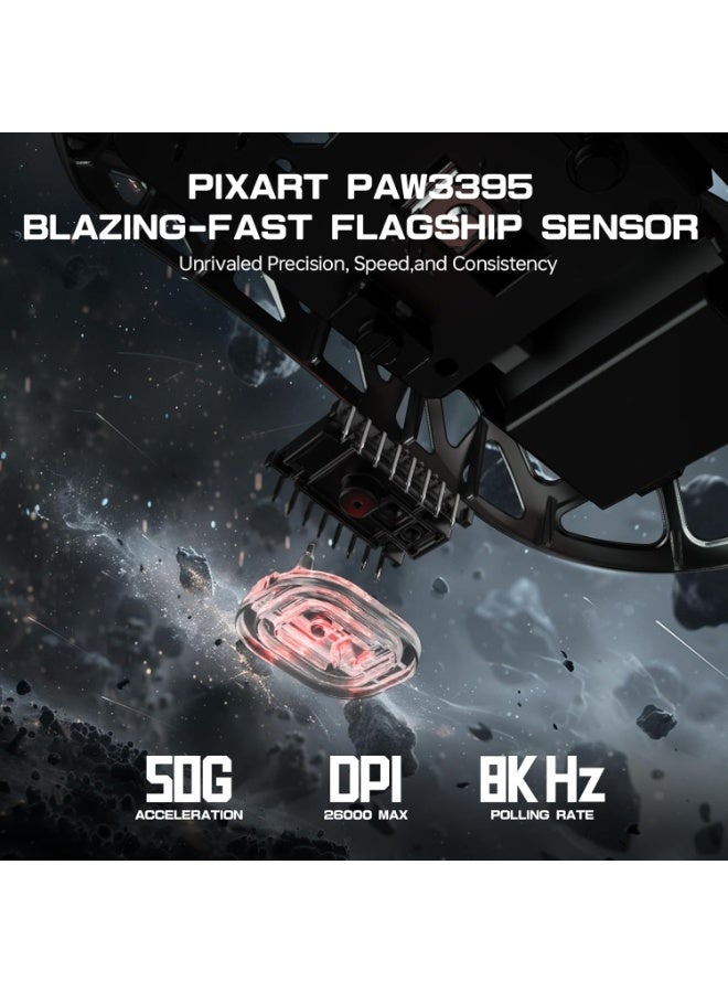 Attack Shark Superlight Magnesium Alloy Wireless Gaming Mouse R3 46g , BT/2.4Ghz/Wired Computer Mouse, 8000Hz Wireless Polling Rate, PAW3395 26K DPI Sensor, Programmable Mice, PC/Laptop/Mac - black - Image 4
