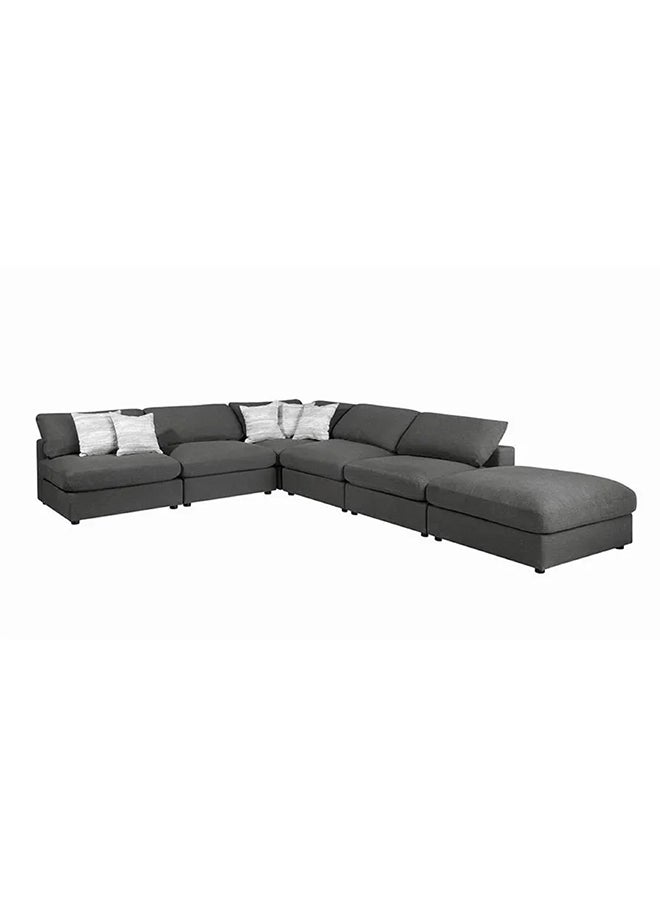 Homzmart Swedish Wood And Linen L-Shape Sofa And Metal And Marble Wood Coffee Table - Multi Color  - Image 4
