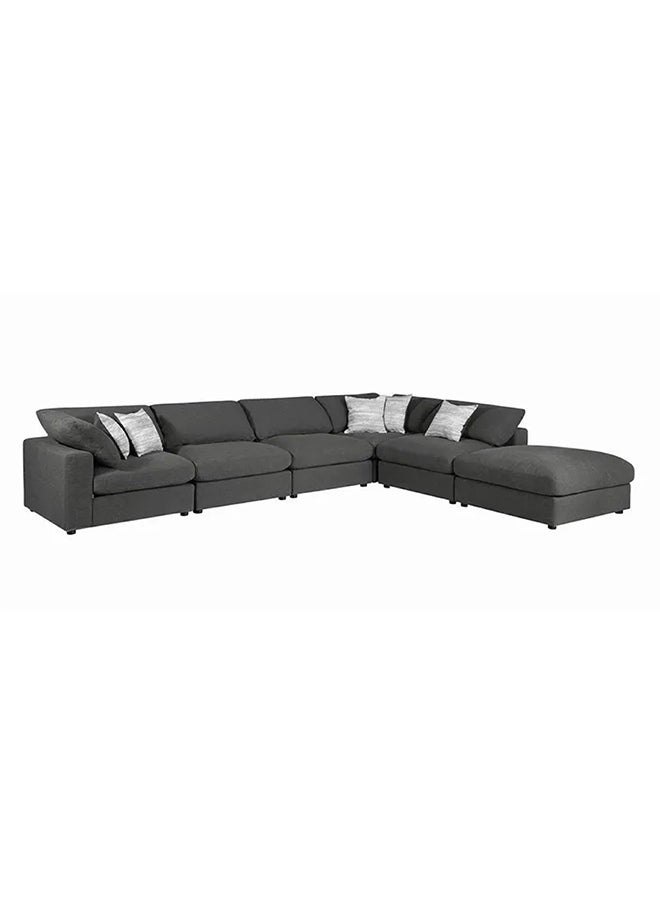 Homzmart Swedish Wood And Linen L-Shape Sofa And Metal And Marble Wood Coffee Table - Multi Color  - Image 3