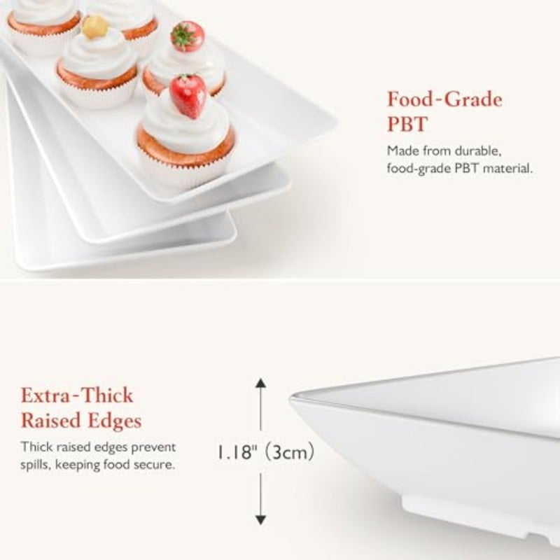 3 Tier Plastic Serving Tray for Party Platters for Serving Food Microwave-Safe White Reusable Trays with Metal Display Stand for Cupcakes Dessert Fruit Cookie - Image 5