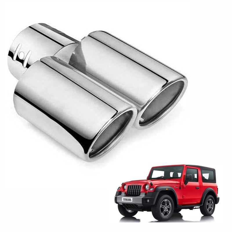 Asryd Dual Silencer Exhaust Tip Pipe Rustproof Stainless Steel Muffler Tail End Outlet 1Pcs For Mahindra Thar