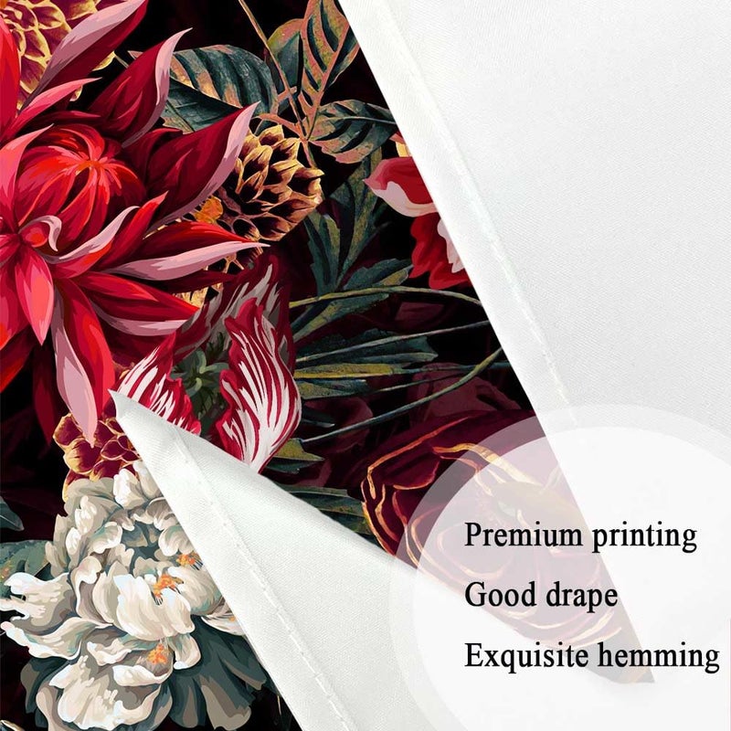 Drgilau Floral Shower Curtain, Vintage Floral Shower Curtain Set Rustic Flower Plants Bathroom Curtains, Waterproof Black Boho Bathroom Decor Curtains with 12 Hooks, 72X72 Inch - Image 5