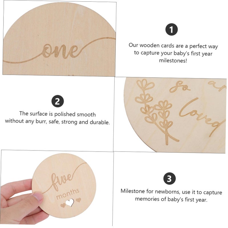 Natural Wood Baby Milestone Cards Set of 15 Discs for First Year Photo Props and Birthday Gift - Image 4