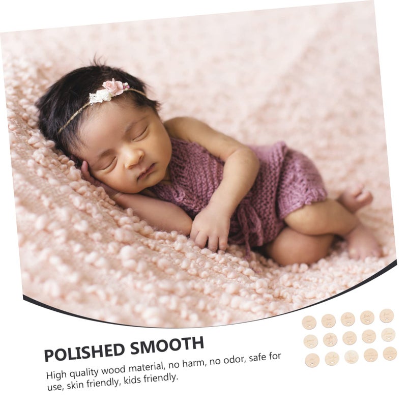 Natural Wood Baby Milestone Cards Set of 15 Discs for First Year Photo Props and Birthday Gift - Image 5