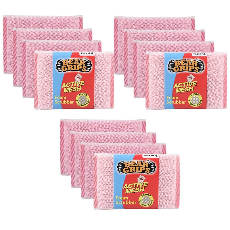 BEAR GRIPS Active mesh Scrub - Foam/ Sponge Scratch Proof Scrubber with with Stain Splitter net for All Utensils Type Dish Washing and Heavy and Oily Stains Cleaning - Pack of 12 - Image 5