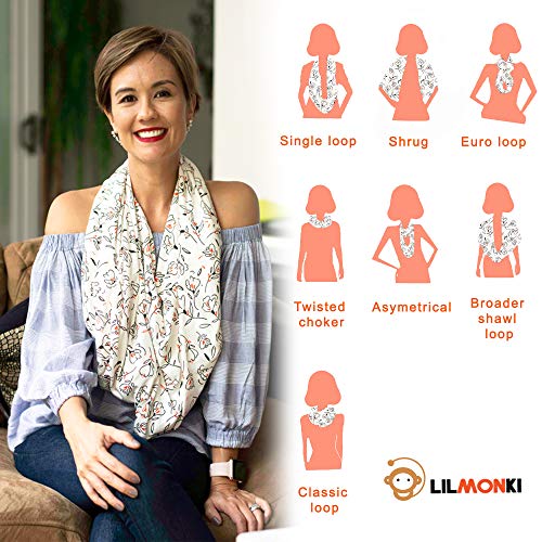 Lilmonki Nursing Scarf Multi-Use - Breathable Car Seat, Stroller, and Cart Cover for Babies - Colorful Tulip Print - Bandana Bib, Pouch & Nursing Pads Included - Image 5