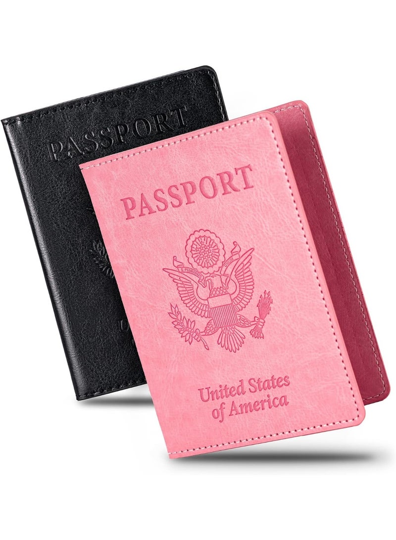 2 Pcs Passport Holders, Ultra Slim Passport Wallet, PU Leather Passport Cover for Women and Men - Image 1