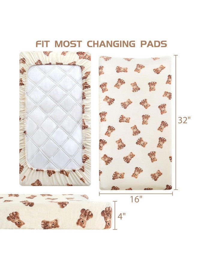 LifeTree Diaper Changing Pad Cover for Boys Girls - Soft Muslin Fitted Changing Table Sheets - 16"x32" 70% Viscose from Bamboo and 30% Cotton Blend - Bear Pattern - Image 4