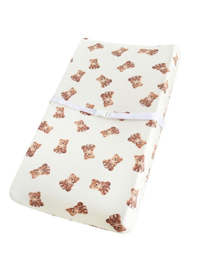 LifeTree Diaper Changing Pad Cover for Boys Girls - Soft Muslin Fitted Changing Table Sheets - 16"x32" 70% Viscose from Bamboo and 30% Cotton Blend - Bear Pattern - Image 1