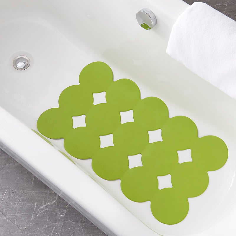 Webos Patented Non Slip Bathtub Mat Shower Mat Bath Mat Tub Mats with Strong Suction Cups Soft Natural Rubber Bath Mat for Inside The tub CircleGreen 28x16 inch