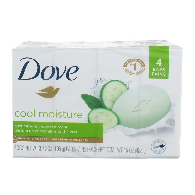 Dove Cool Moisture Moisturizer Cream Bars, Cucumber and Green Tea, 3.75 oz, 4 Ct - Image 1