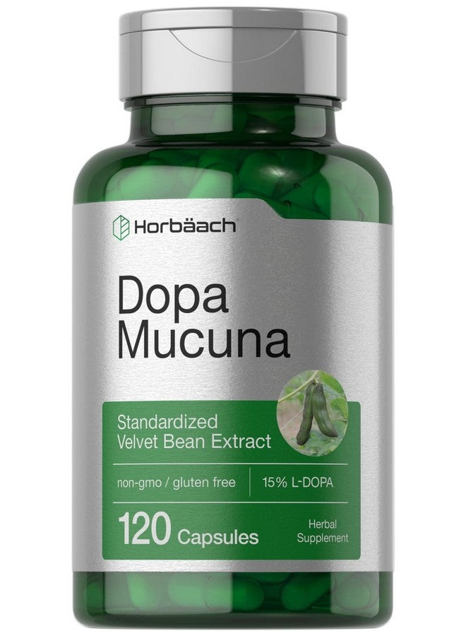 Horbäach Dopa Mucuna Supplement | 120 Capsules | Velvet Bean Herbal Extract | 15% L-Dopa | Non-GMO & Gluten Free - Image 1