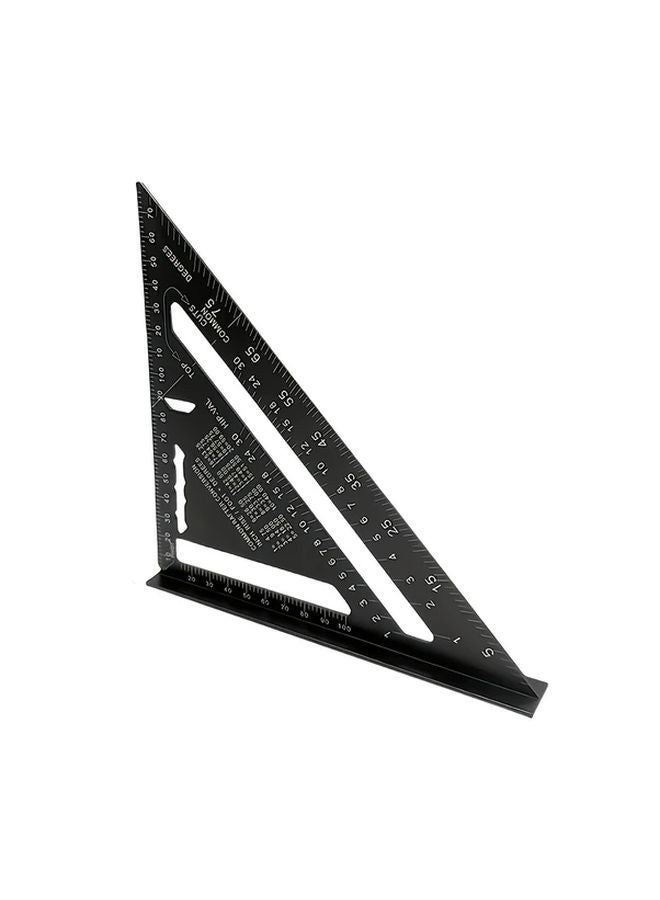 Black Triangle Ruler 7 Inch Heavy Duty Metric Imperial Construction Square with Angle Markings - Image 1