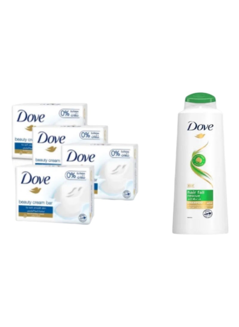 Dove Anti-Hair Fall Shampoo 590ml + Beauty Cream Bar Soap Blue 4*75g