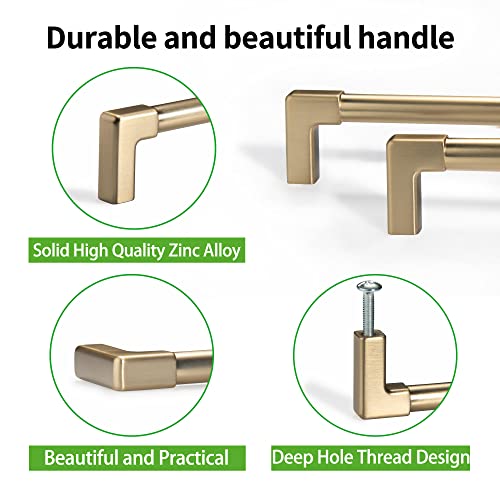 TUNNY 5 Pack Classic Solid Cabinet Handles-12.6"/320mm Screw Spacing Champagne Bronze Furniture Hardware Handles for Bathroom Dresser Kitchen Cabinets Bedroom Cabinet Pulls - Image 3