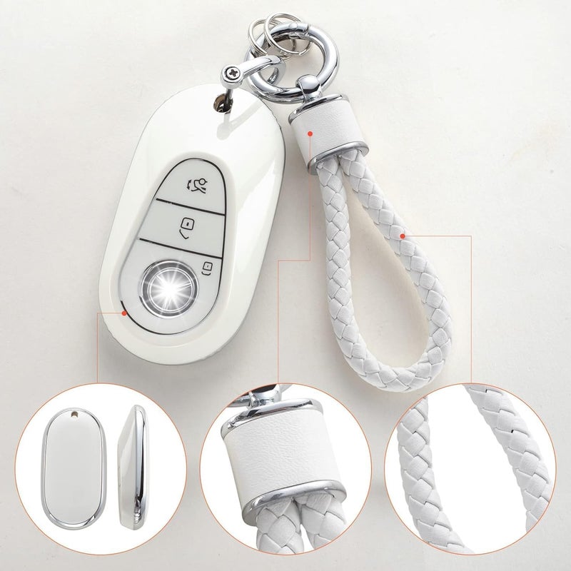7Cylinder Soft TPU Key Fob Cover with Keychain for Mercedes Benz S-Class/G-Class/E-Class - Image 4