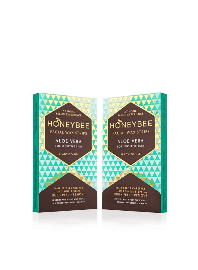 HoneyBee Aloe Vera Facial Wax Strips | Waxing Strips For Women | For Upper Lips, Chin, Fingers & Toes | Hair Removal For Sensitive Skin | Pack Of 2 - Image 1