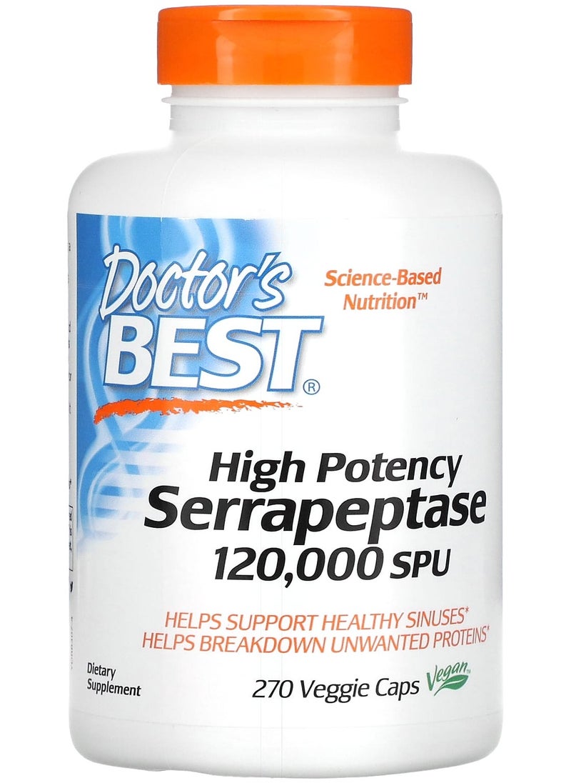 Doctor's BEST High Potency Serrapeptase, 120,000 SPU, 270 Veggie Caps 