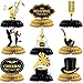 Epakh 10 Pcs Roaring 1920s Party Decorations Honeycomb Centerpiece Black and Gold Birthday Music Party Table for 1920s Birthday Speakeasy Vintage Flapper Wedding Party Supplies - Image 2