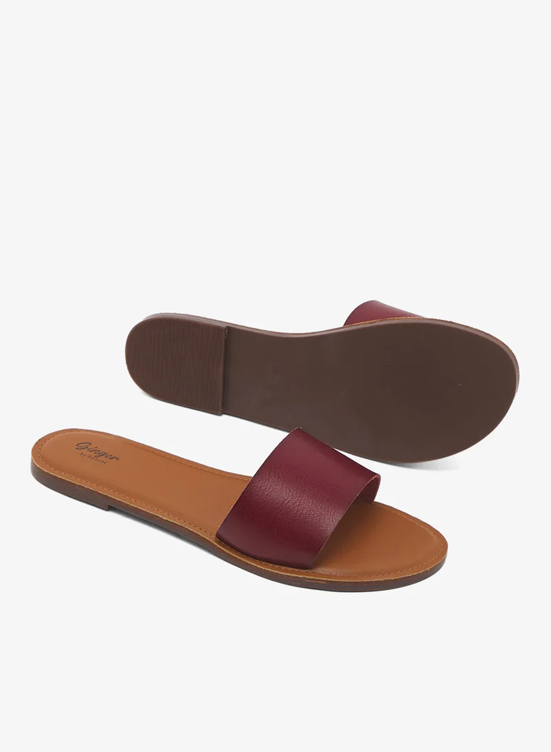 Ginger Burgundy Flat Sandals for Women | Best Price UAE