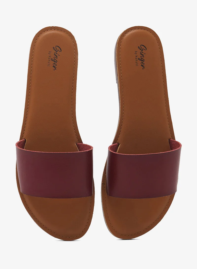 Ginger Burgundy Flat Sandals for Women | Best Price UAE