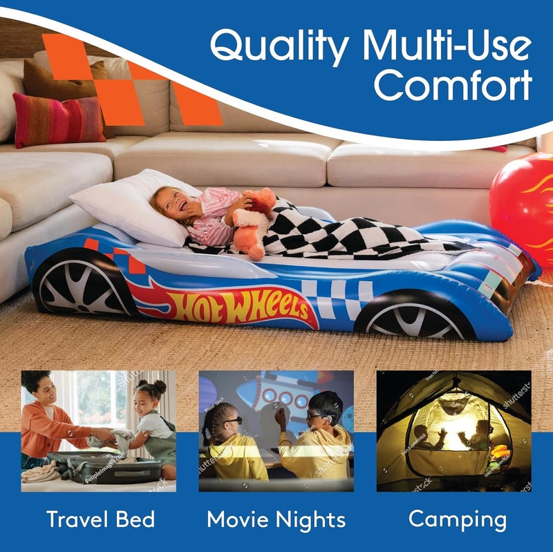 FUNBOY Hot Wheels  FUNBOY Kids Sleepover Bed  Air Mattress Perfect for Sleepovers Includes Carrying Storage Bag Twin  - Image 5