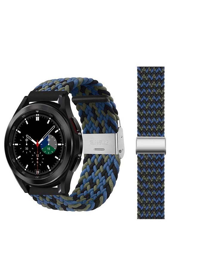 NIBEMINENT Adjustable Braided Band for Samsung Galaxy Watch4 Camouflage/Blue - Image 1