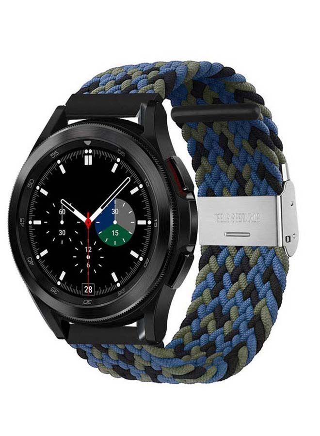 NIBEMINENT Adjustable Braided Band for Samsung Galaxy Watch4 Camouflage/Blue - Image 2