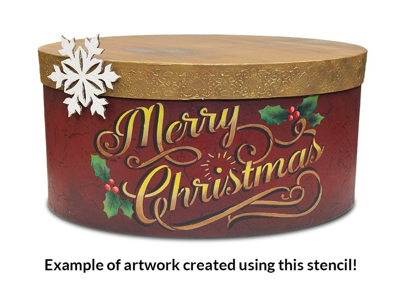 Studio R 12 Merry Christmas Stencil by StudioR12 | Elegant Vintage Word Art - Reusable Mylar Template | Painting, Chalk, Mixed Media | Use for Journaling, DIY Home Decor - CHOOSE SIZE (8.5" x 5.5") - Image 4