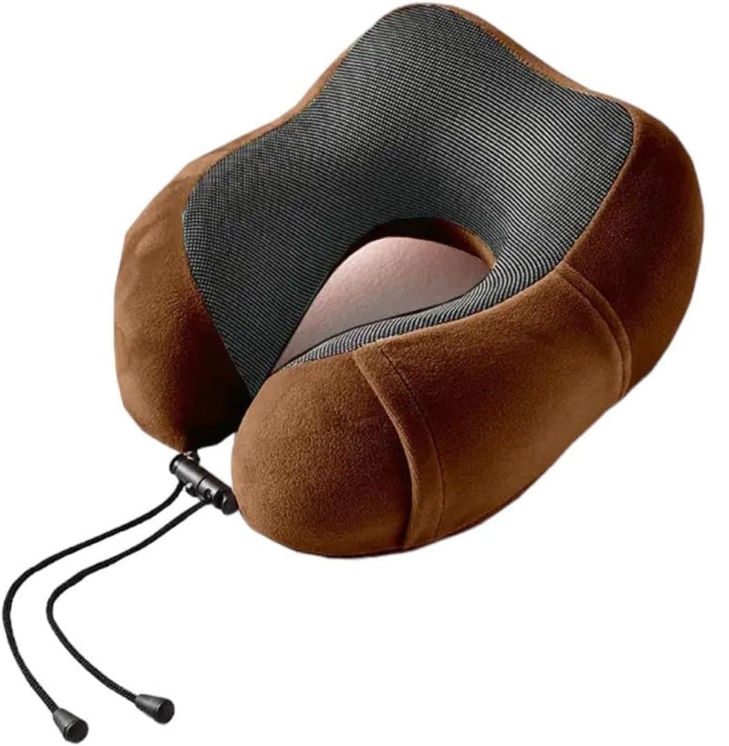 Topinon Topinon Neck Pillow for Travel Travel Pillow for Flights Travelling Accessories for Train Neck Support Pillow for Car Neck Rest for Sleeping Memory Foam Pillows for Men Woman Brown  - Image 1