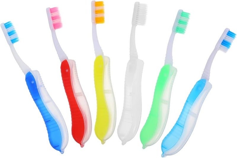 6Pcs Portable Folding Travel Toothbrush Set With Soft Bristles And Convenient Travel Case For Camping Outdoor - Image 2