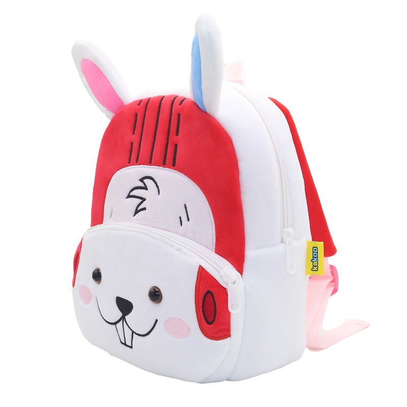 Plush Kids Backpack, Boxing Rabbit Animal Design, Soft Lightweight School Bag for Toddlers and Preschool Kids - Image 2