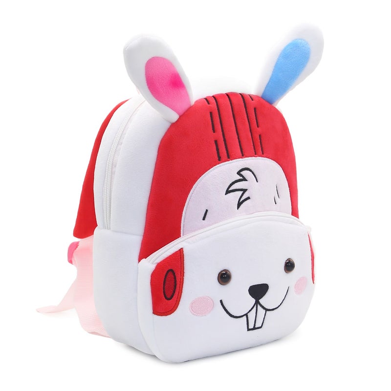 Plush Kids Backpack, Boxing Rabbit Animal Design, Soft Lightweight School Bag for Toddlers and Preschool Kids - Image 4