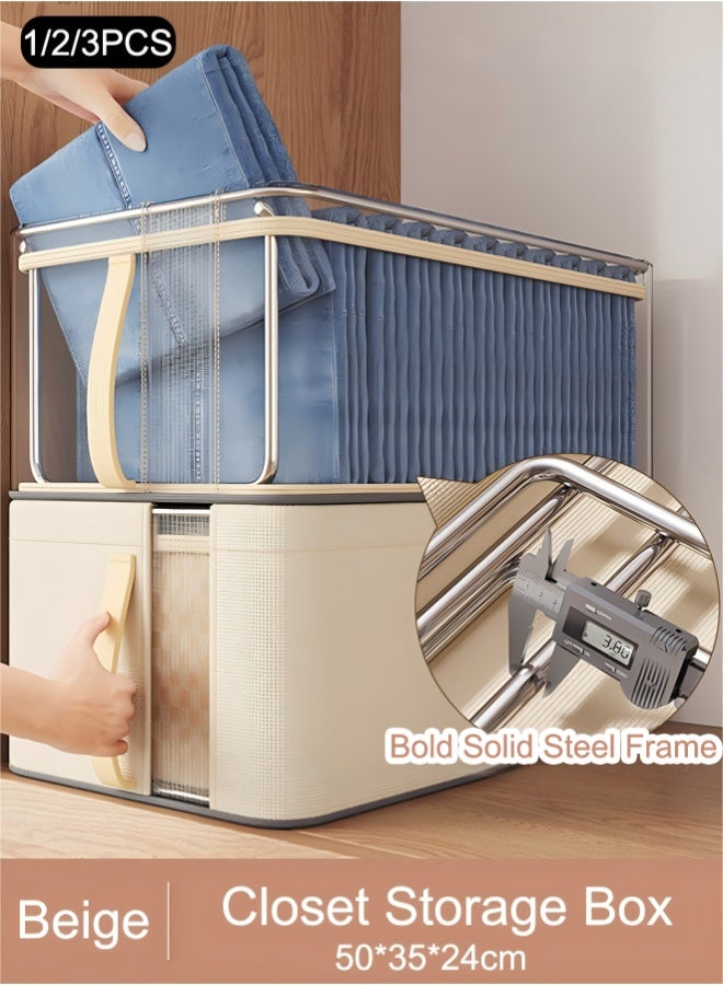 1/2/3 Pack Wardrobe Clothes Organizer,Closet Storage Boxes and Storage Foldable Jeans Drawer Closet Organizer,Clothes Storage Bins,Fabric Organizer Clothes Storage with Clear Window for Clothes, Jeans, Pants, Sweaters, Dress - Image 1