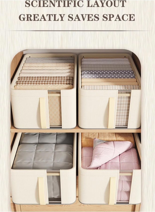 1/2/3 Pack Wardrobe Clothes Organizer,Closet Storage Boxes and Storage Foldable Jeans Drawer Closet Organizer,Clothes Storage Bins,Fabric Organizer Clothes Storage with Clear Window for Clothes, Jeans, Pants, Sweaters, Dress - Image 3