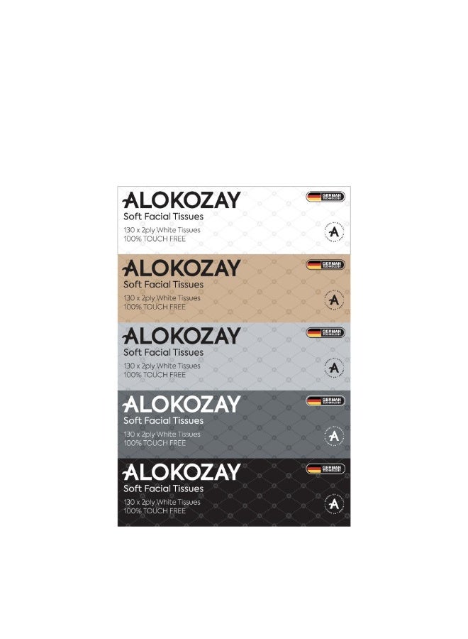 Alokozay Facial Tissue 130 Sheets 2ply Pack of 5