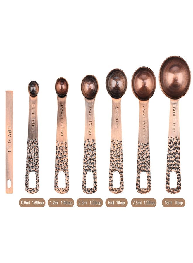 Smithcraft طقم أكواب وملاعق قياس نحاسية من سميثكرافت للخبز والمطبخ، طقم أكواب وملاعق قياس من الفولاذ المقاوم للصدأ، 5 أكواب قياس جافة و6 ملاعق قياس مترية مع أداة تسوية مكونات القياس - Image 5