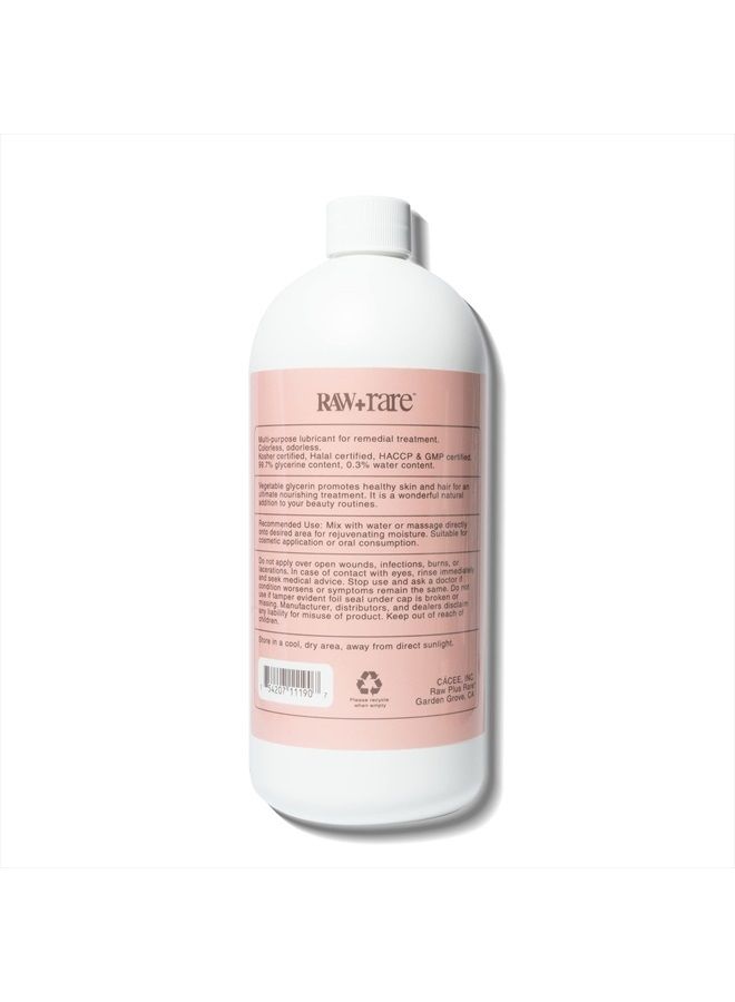 Raw Plus Rare جلسرين نباتي/جلسرين ربع، طبيعي نقي من الدرجة الغذائية USP/درجة التجميل، للبشرة، الشعر، الحرف، زيت قاعدة الصابون - كوشير، حلال وصيدلاني من قبل Raw Plus Rare (32 أونصة سائلة (عبوة من 1)) - Image 3