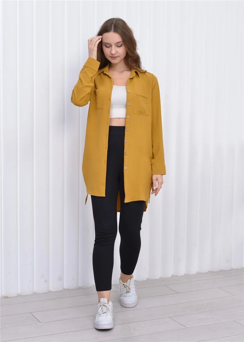 Nuseel Women's Side Rope Detail Aerobin Tunic Shirt Yellow