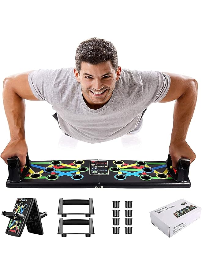 Excefore Fitness Portable Push Up Board System 14 in 1 Body Building Exercise Tools Workout Push Up Stands Push Up Workout Board Training System for Men Women (Black) - Image 1