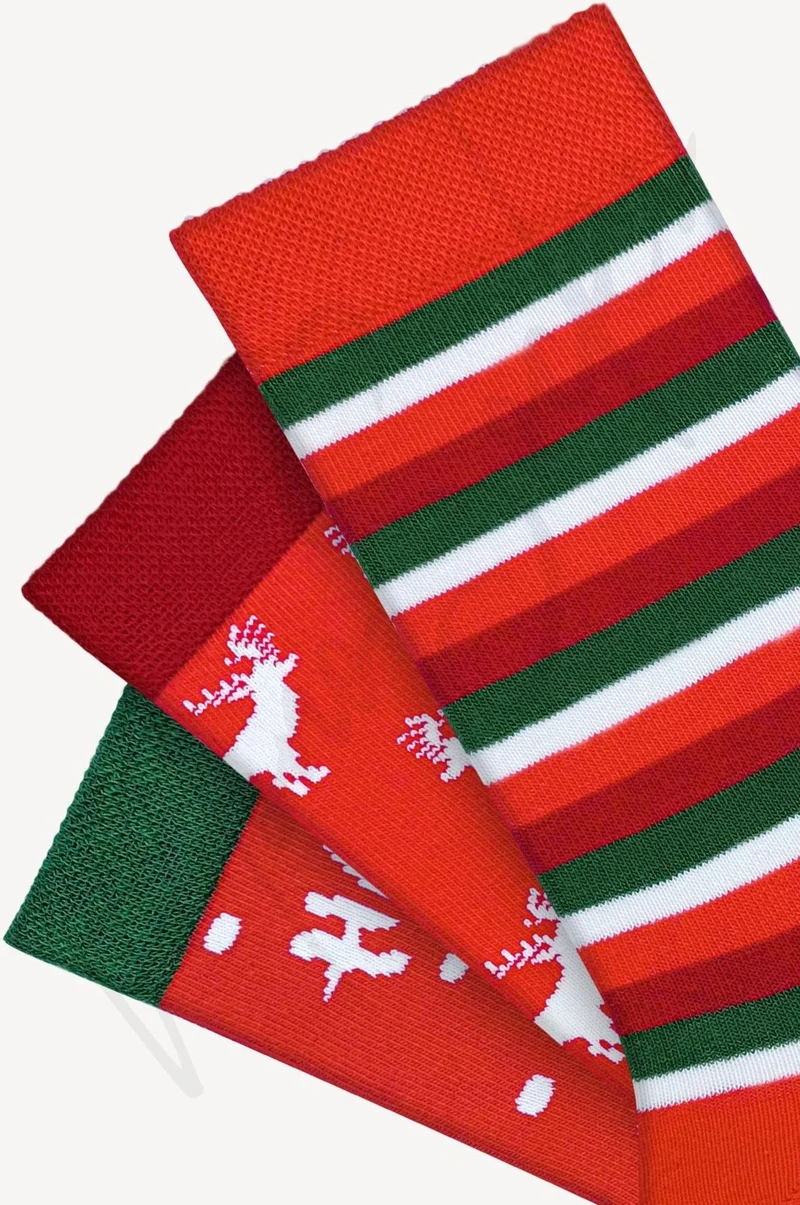 مونو سوكس - 3 Pack Deer Hoho Patterned New Year's Gift Socks
