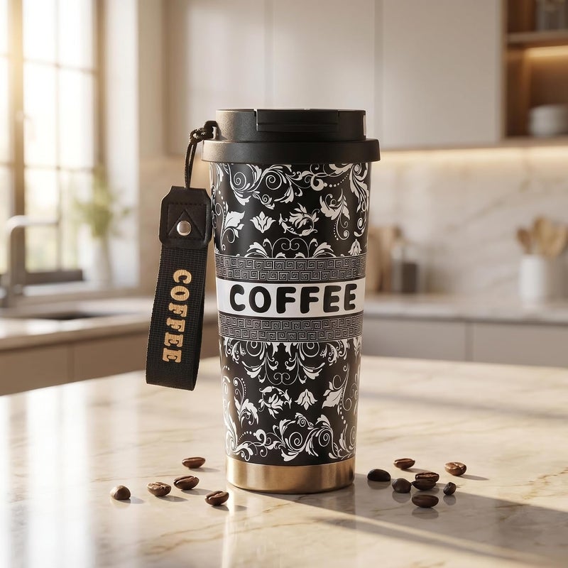 CozyNook 530ml Insulated Coffee Mug Leakproof Thermal Tumbler for Car, Office & Travel, Stainless Steel Hot & Cold Cup Gift for Men & Women | كوب قهوة حراري ستانلس ستيل مانع للتسرب - Image 1