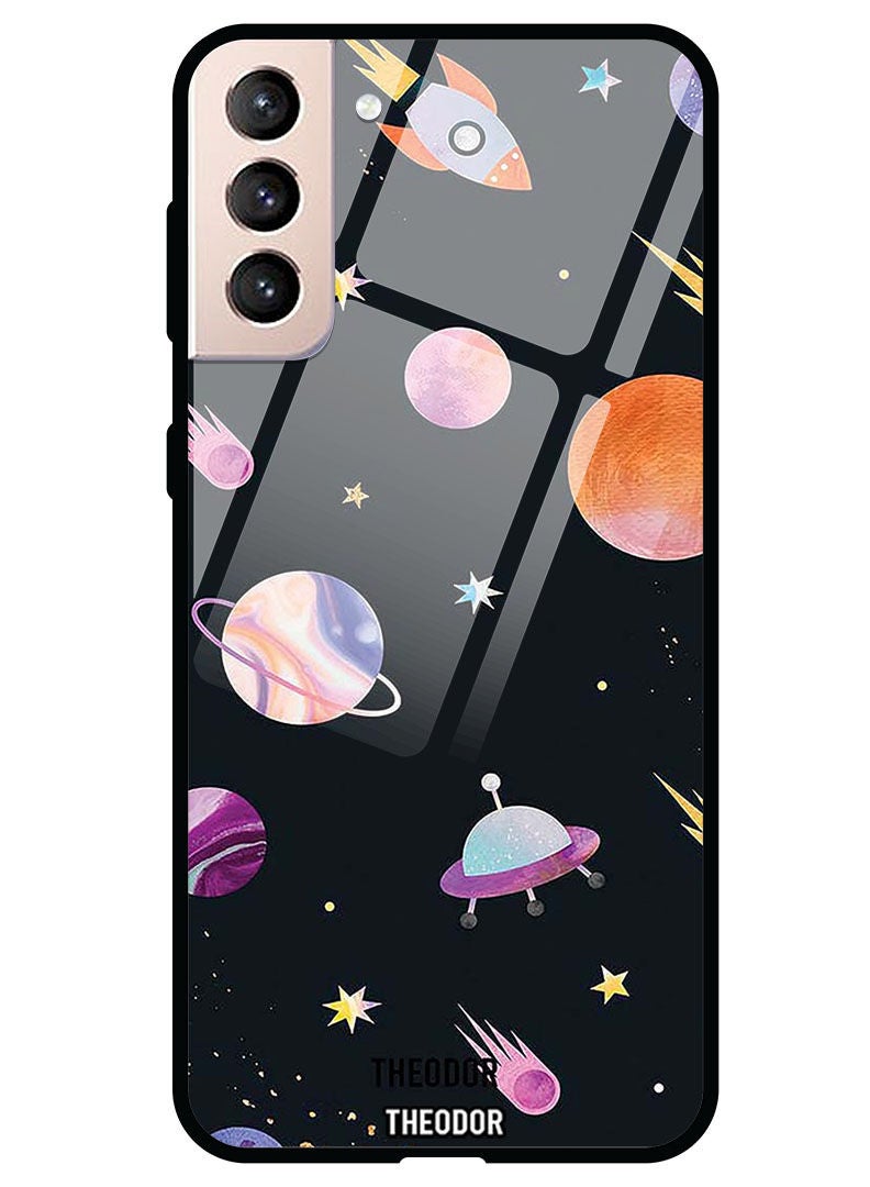 Theodor Protective Tempered Glass Case Cover Samsung Galaxy S21  Planets Pattern - Image 1