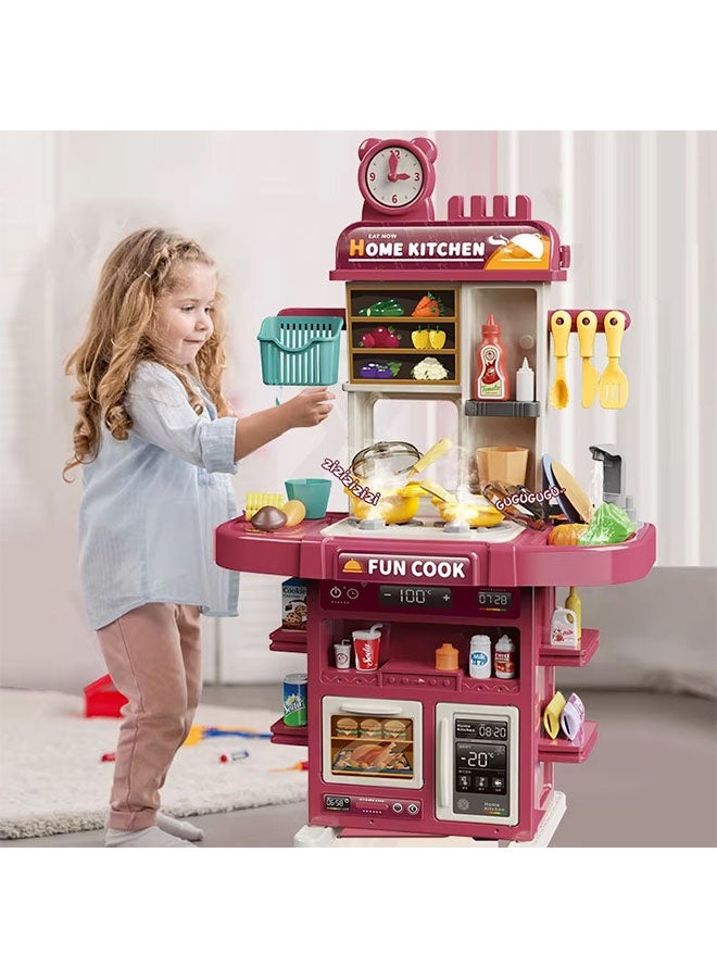 Kitchen Playset, Kids Kitchen Toy Set, 78cm Kitchen Pretend Play Toy Set,Role Play Cookware Kitchen Playset,Separable Kitchen Accessories Toys,Cooking Stove Steam with Realistic Lights, Sounds & Steam ,Learning Gift for Girls & Boys,Ideal Gift for Kids Aged 3+,Red - Image 4