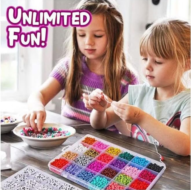 Bukela Bracelet Making Kit, Clay Beads Set for Jewelry Making Kids Adults Children Craft DIY Necklace Bracelets Letter Alphabet Colorful Acrylic Crafting Beads Kit Box with Accessories (Style A) - Image 3
